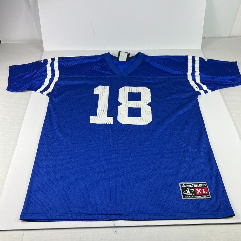 VTG Logo Athletic Payton Manning 18 Colts Football Jersey Youth Extra Large Blue